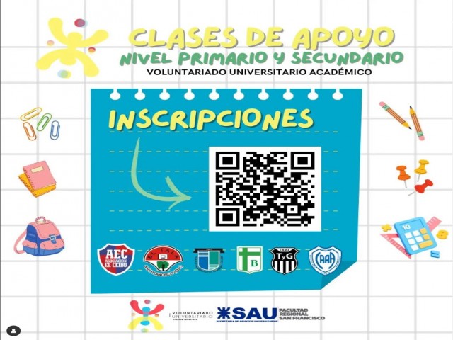 Clases de apoyo escolar -Voluntario Universitario Académico